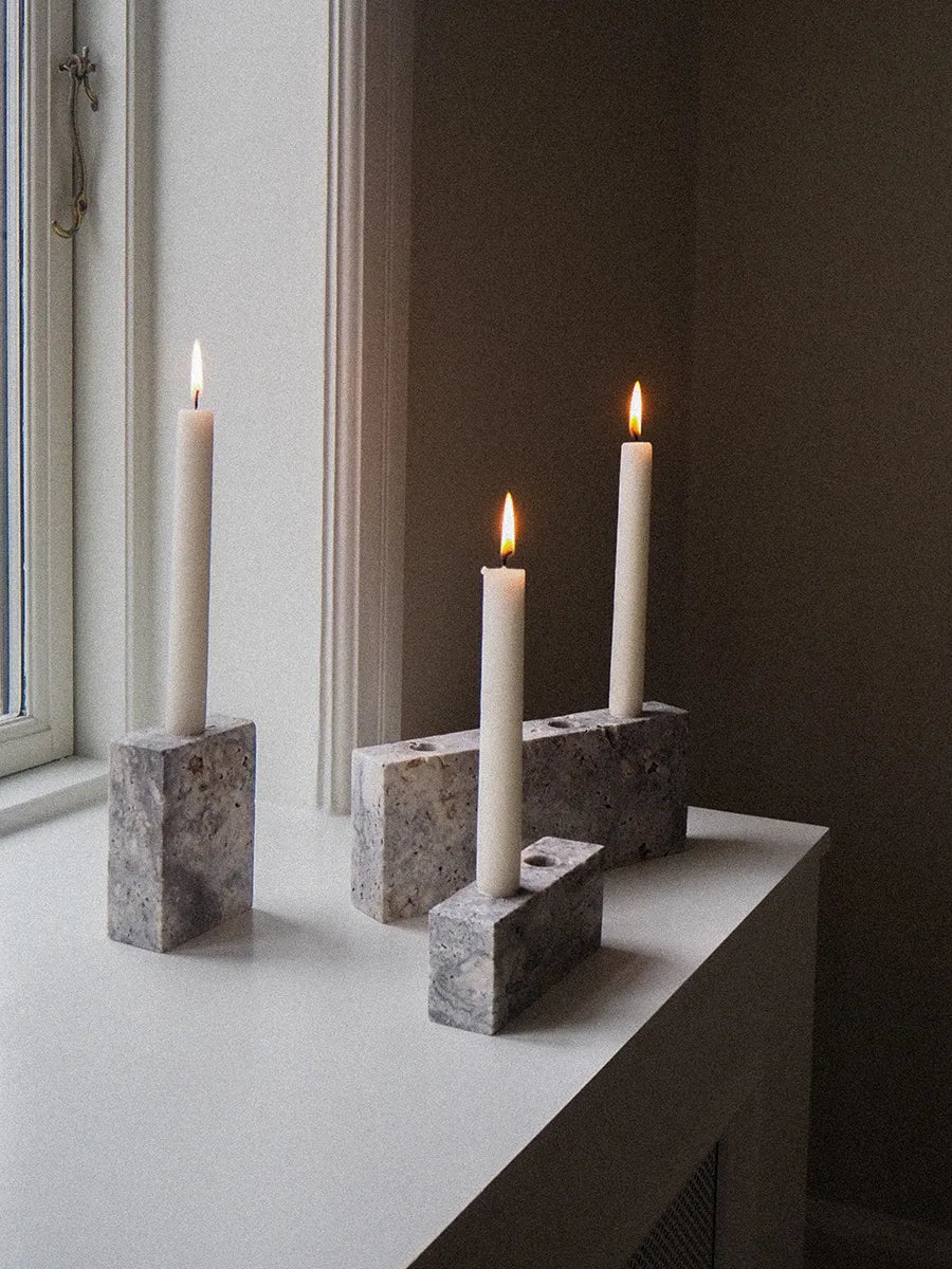 Epode Ljusstake 14 cm, travertin silver från Wabi Sabi Nordic - 5 - Jacobsen Plus