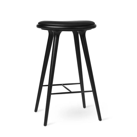 High Stool, svart bok, svart Ultra-läder, 74 cm, hög barstol från Mater - 1 - Jacobsen Plus