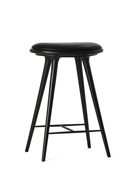 High Stool, svart bok, svart Ultra-läder, 69 cm, låg barstol från Mater - 1 - Jacobsen Plus