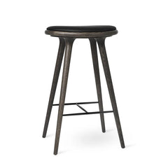 High Stool, Sirka grå ek, svart Ultra läder, 74 cm hög barstol från Mater