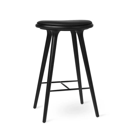 Hög Stool, svartbetsad ek, svart Ultra-läder, 74 cm, hög barstol från Mater - Jacobsen Plus