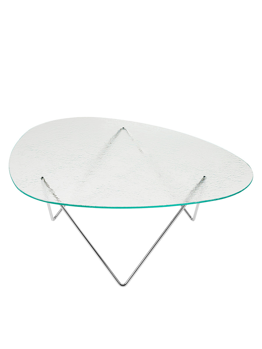 Pedrera soffbord, transparent strukturerat Glas från GUBI - Chrome - Jacobsen Plus