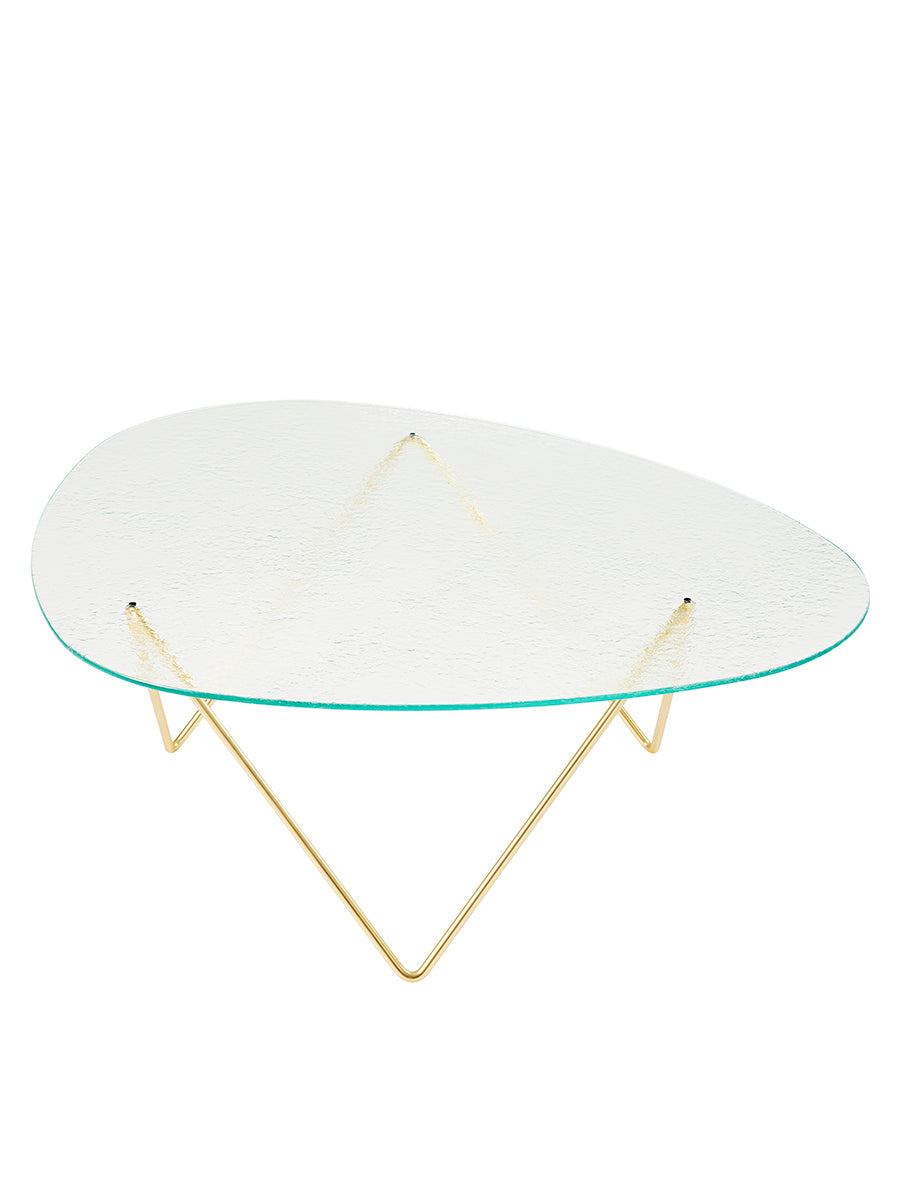 Pedrera soffbord, transparent strukturerat Glas från GUBI - Brass - Jacobsen Plus