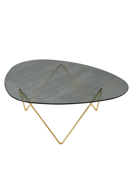 Pedrera soffbord, rökfärgat strukturerat Glas från GUBI - Chrome - Jacobsen Plus