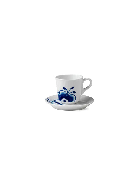Royal Copenhagen Blå Mega Riflet, espressokopp med fat 9 cl - Jacobsen Plus