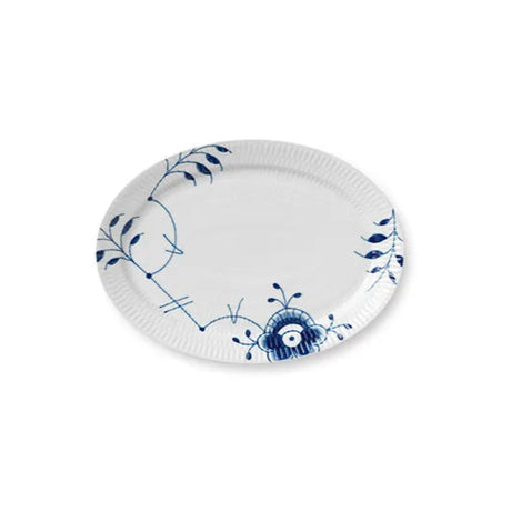 Royal Copenhagen Blå Mega Riflet, oval tallrik 28 cm - Jacobsen Plus