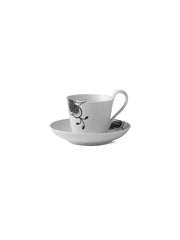 Royal Copenhagen Sort Mega Riflet, kopp med hög hank och fat 25 cl