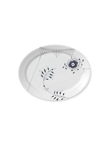 Royal Copenhagen Sort Mega Riflet, oval tallrik 34 cm - Jacobsen Plus