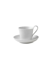 Royal Copenhagen Vit Halvblonde, kopp med högt handtag och fat 25 cl