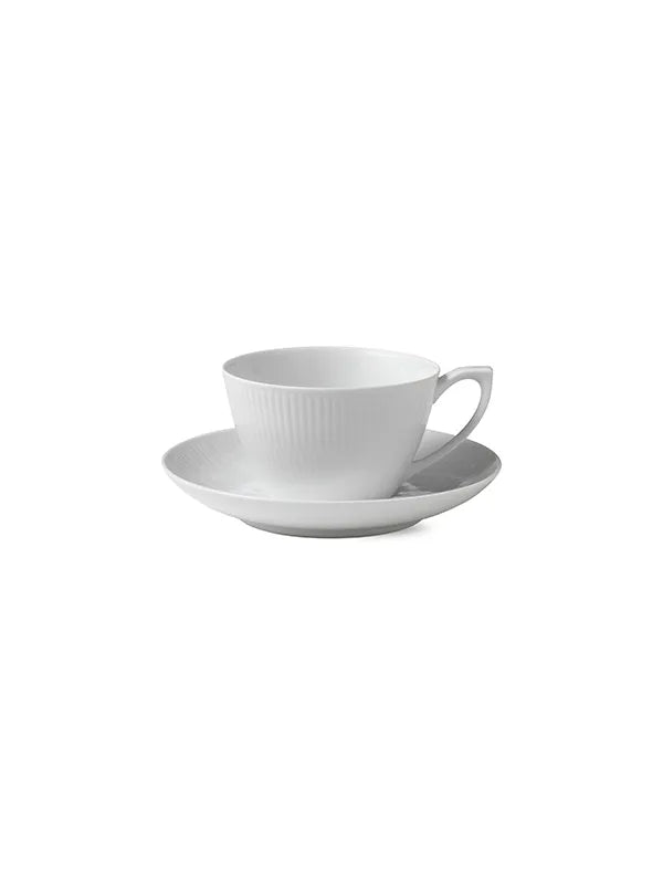 Royal Copenhagen Hvid Riflet, kopp med fat 28 cl - 1 - Jacobsen Plus