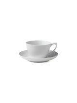Royal Copenhagen Hvid Riflet, kopp med fat 28 cl - 1 - Jacobsen Plus