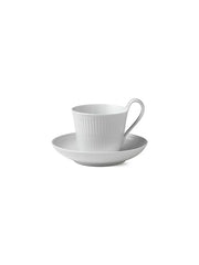 Royal Copenhagen Vit Räfflad, kopp med hög hank och fat 25 cl