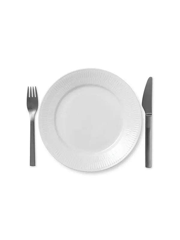 Royal Copenhagen Hvid Riflet, tallrik 22 cm