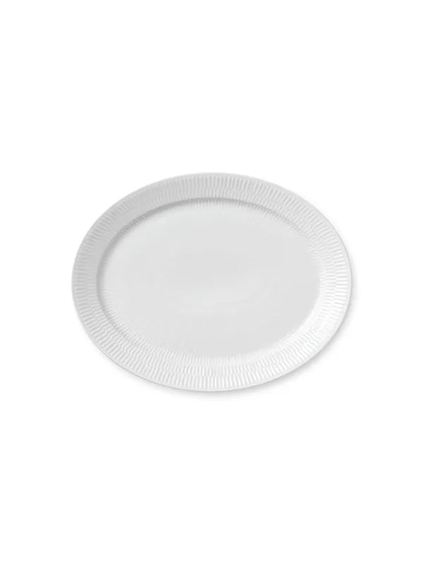 Royal Copenhagen Hvid Riflet, oval tallrik 34 cm - 1 - Jacobsen Plus