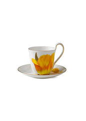 Royal Copenhagen Flora kopp med hög hank med fat, Tulip