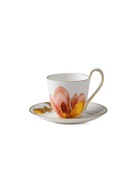 Royal Copenhagen Flora kopp med hög hank och fat, Magnolia - Jacobsen Plus