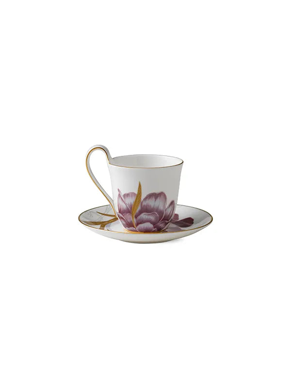 Royal Copenhagen Flora kopp med hög hänkel och fat, Iris