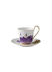 Royal Copenhagen Flora kopp med hög hank och fat, Pensé