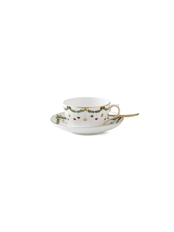 Royal Copenhagen Stjerne Riflet Jul, kopp med fat 32 cl - 3 - Jacobsen Plus