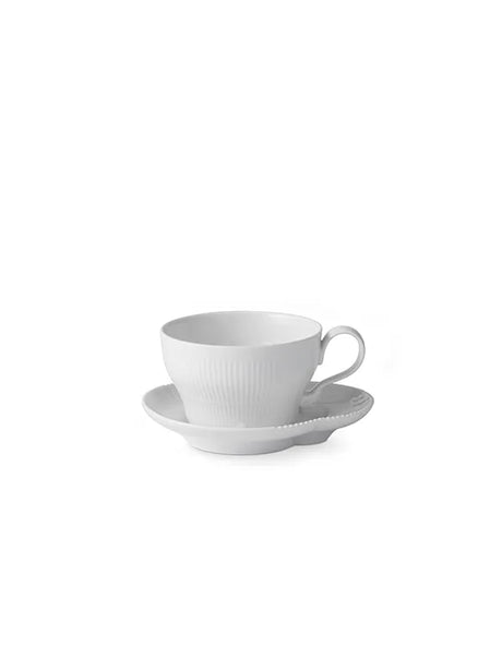 Royal Copenhagen Hvid Elements, kopp med fat 26 cl - Jacobsen Plus