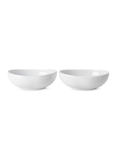 Royal Copenhagen Hvid Riflet, oval skål 2-pack 37 cl - Jacobsen Plus