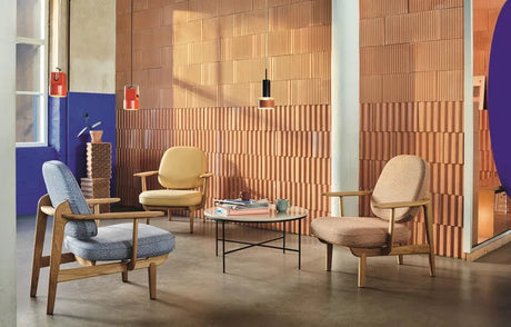 Fred Fåtölj, lackad ek från Fritz Hansen - Christianshavn - 1110 Yellow - Jacobsen Plus