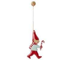 Metallprydnad, tomte med polkagris från Maileg