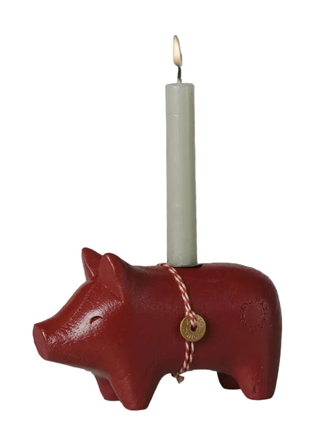 Maileg - Träljusstake Röd Gris, liten - 2 - Jacobsen Plus