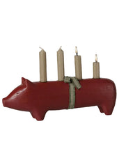 Maileg - Träljusstake Röd Gris, Stor Advent