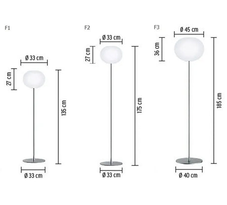 Glo-Ball F, Silver golvlampa från Flos - F1: Ø: 330 x H: 1350 mm - Jacobsen Plus