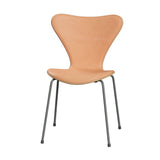 Fritz Hansen - 3107 Stol, naturfanér och frontklädd i Natur-läder - Bok - Silver Grey stel - Jacobsen Plus