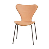Fritz Hansen - 3107 Stol, naturfanér och frontklädd i Natur-läder - Elm - Brown Brons stel - Jacobsen Plus