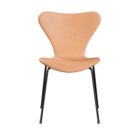 Fritz Hansen - 3107 Stol, helt klädd i naturfärgat läder - Krom stel - Jacobsen Plus