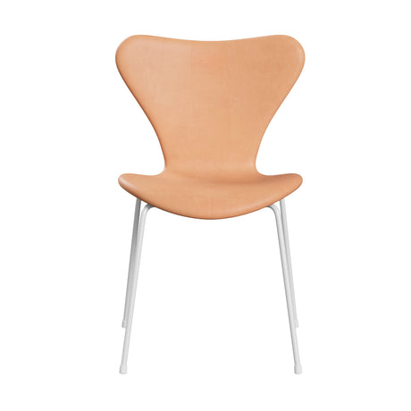 Fritz Hansen - 3107 Stol, helt klädd i naturfärgat läder - Krom stel - Jacobsen Plus