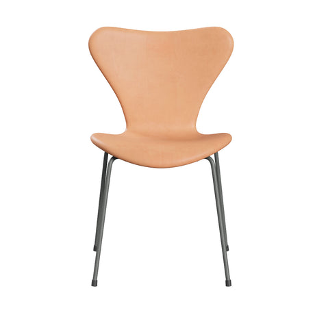 Fritz Hansen - 3107 Stol, helt klädd i naturfärgat läder - Krom stel - Jacobsen Plus