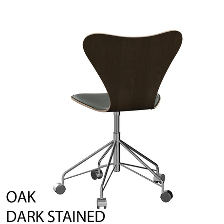 Fritz Hansen - 3117 kontorsstol, naturfaner och frontpolstrad i Grace läder - Bok - Svart læder - Krom stel - Jacobsen Plus