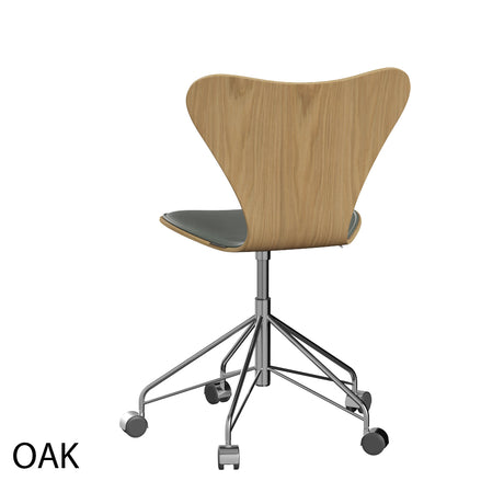 Fritz Hansen - 3117 kontorsstol, naturfaner och frontpolstrad i Grace läder - Bok - Svart læder - Krom stel - Jacobsen Plus