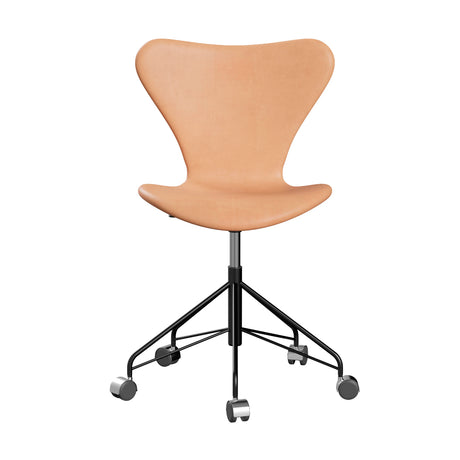 Fritz Hansen - 3117 kontorsstol, helklädd i naturfärgat läder - Krom stel - Jacobsen Plus