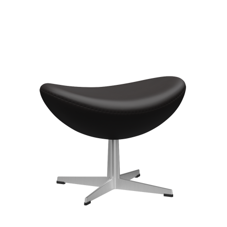 3127 Fotpall till Ägget, stativ i borstad aluminium av Arne Jacobsen - Aura læder - Black Brown - Jacobsen Plus
