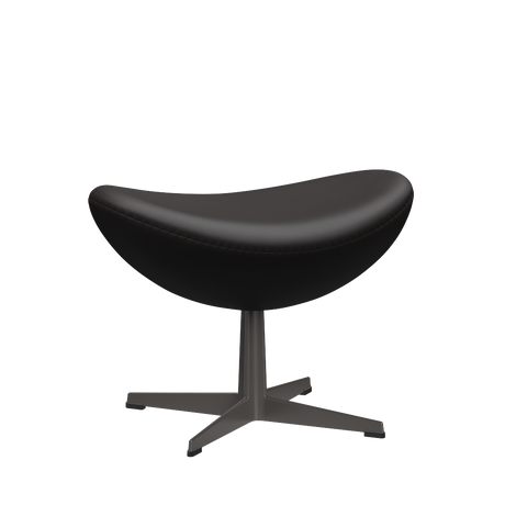 3127 Fotpall till Ägget, stomme i varm grafit av Arne Jacobsen - Aura læder - Black Brown - Jacobsen Plus