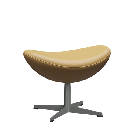 3127 Fotpall till Ägget, stativ i silvergrå av Arne Jacobsen - Aura læder - Black Brown - Jacobsen Plus