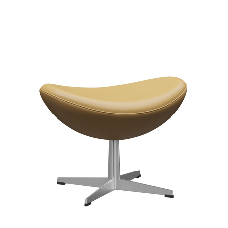 3127 Fotpall till Ägget, stativ i borstad aluminium av Arne Jacobsen - Aura læder - Black Brown - Jacobsen Plus