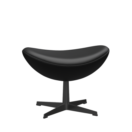 3127 Fotpall till Ägget, stomme i svart av Arne Jacobsen - Aura læder - Black Brown - Jacobsen Plus