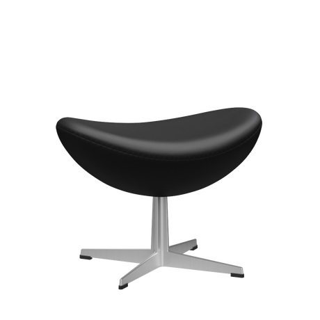 3127 Fotpall till Ägget, stativ i borstad aluminium av Arne Jacobsen - Aura læder - Black Brown - Jacobsen Plus
