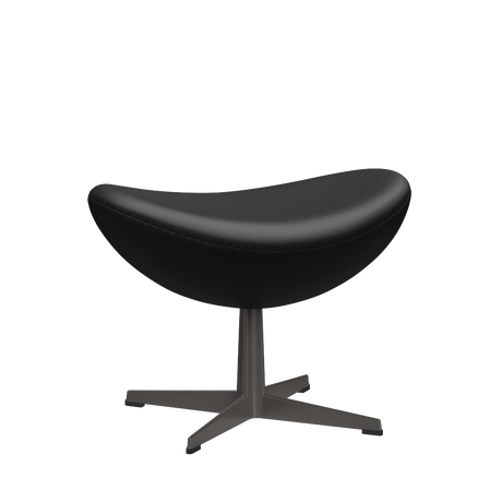 3127 Fotpall till Ägget, stomme i varm grafit av Arne Jacobsen - Aura læder - Black Brown - Jacobsen Plus