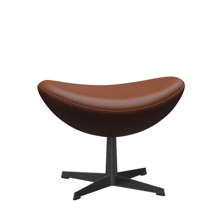 3127 Fotpall till Ägget, stomme i svart av Arne Jacobsen - Aura læder - Black Brown - Jacobsen Plus