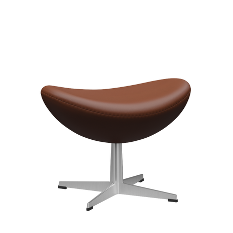 3127 Fotpall till Ägget, stativ i borstad aluminium av Arne Jacobsen - Aura læder - Black Brown - Jacobsen Plus