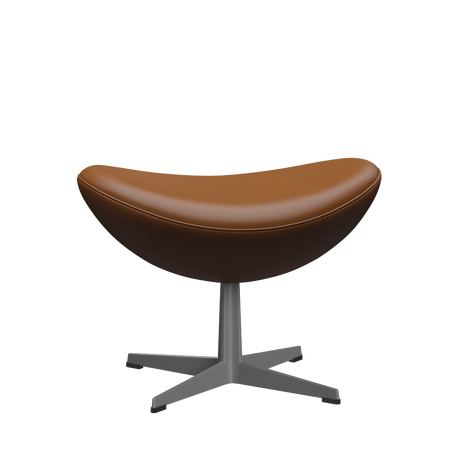 3127 Fotpall till Ägget, stativ i silvergrå av Arne Jacobsen - Aura læder - Black Brown - Jacobsen Plus