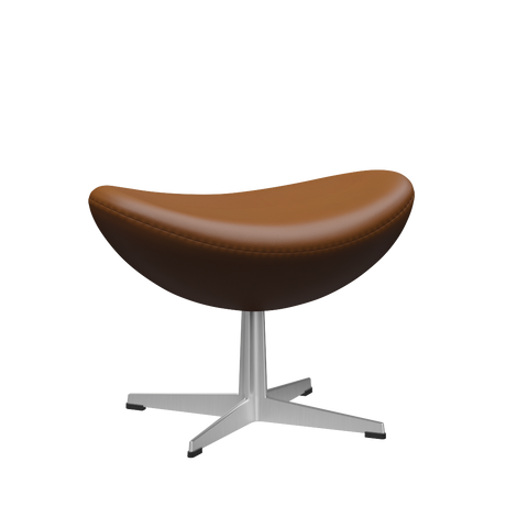 3127 Fotpall till Ägget, stativ i borstad aluminium av Arne Jacobsen - Aura læder - Black Brown - Jacobsen Plus
