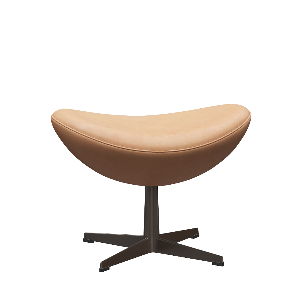3127 Fotpall till Ägget, stativ i brun brons av Arne Jacobsen - Natural læder - Jacobsen Plus